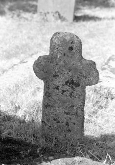 View of a cruciform stone from Clachan Parish Church, Kilcalmonell.