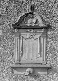 Detail of wall monument to James Russell in NE gable.
