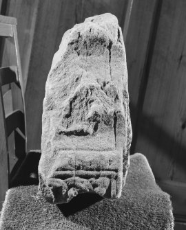View of face D of Forteviot no. 4, a fragment from the top of a cross shaft.