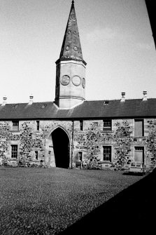 View of courtyard from N.