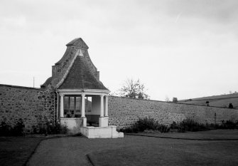 View of walled garden and summerhouse