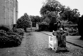 View of garden and Mercury Statue