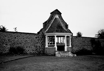 View of walled garden and summerhouse