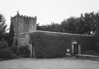 View of dovecot and garden walls.
