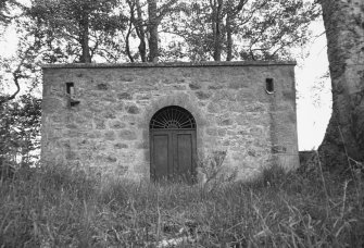View of entrance elevation of burial vault.