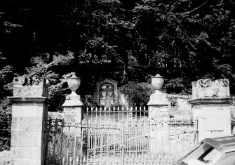View of burial ground and entrance gates