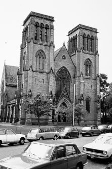 General view of main entrance and flanking towers in North elevation from Ardross Street