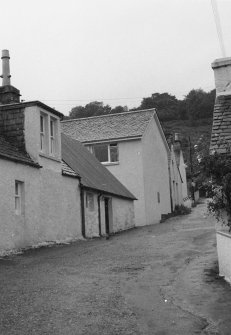 General view showing the corner of Rose Cottage in the foreground and The Little 
Cottage and Burnside in the background