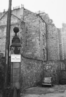 View of the entrance to Boroughloch Square showing the rear of No. 90 - 92 Buccleuch Street behind seen from the North West.