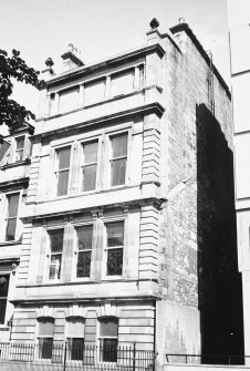 View of the front of the East wing of George Watson's Ladies College and the gap between it and the Department of Pharmacology, seen from the South East.