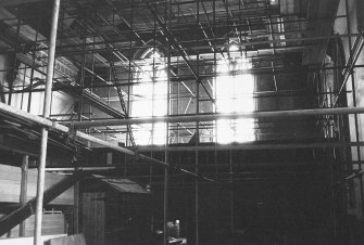 Glasgow, 71, 73 Claremont Street, Trinity Congregational Church, interior.
View of scaffolding in South transcept.