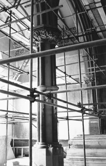 Glasgow, 71, 73 Claremont Street, Trinity Congregational Church, interior.
View of scaffolding around column in South transcept.