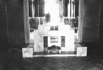 Glasgow, 6 Rowan Road, Craigie Hall, interior.
View of fireplace in hall.