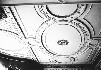 Glasgow, 6 Rowan Road, Craigie Hall, interior.
View of main ceiling in drawing room.