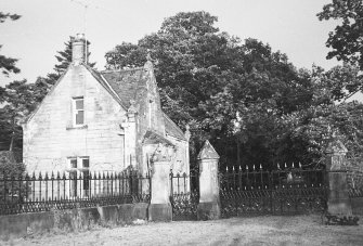 General view of North Lodge, gates and railings