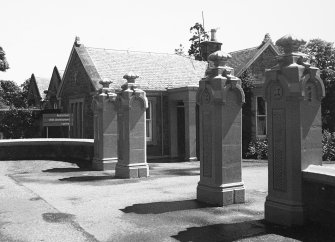 View of gatepiers at entrance to Armistead Centre.