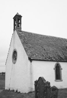 View of W gable and part of S wall.