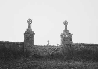 View of entrance gateposts.