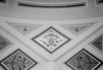 Interior view of Stracathro House showing detail of private apartment ceiling.