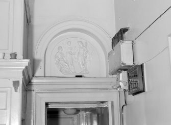 Interior view of Stracathro House showing detail of plaque in pantry.