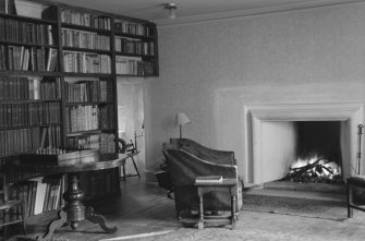 Interior view of Balbithan House showing library.