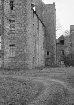 Detail of Aboyne Castle in derelict state.