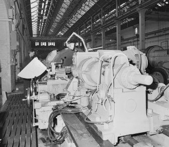 Glasgow, Springburn, St Rollox Locomotive Works, interior.
General view of 'cravens' axle turning lathe.