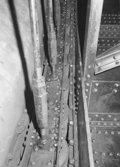 Kincardine on Forth Bridge. Detail of rollers in cavity beneath engine room, on which the bridge rotates