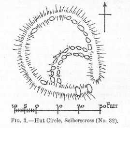 Publication drawing; plan of 'Hut Circle, Sciberscross'.