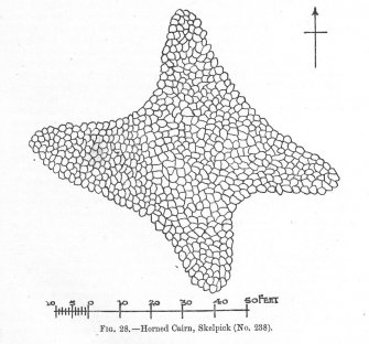 Publication drawing; plan of Skelpick Lodge horned cairn