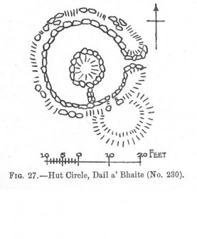 Publication drawing; hut circle, Dail a' Bhaite.
