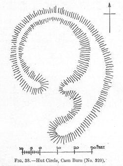 Publication drawing; plan of 'Hut Circle [A], Caen Burn'.