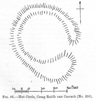 Publication drawing; plan of 'Hut Circle, Creag Ruidh nan Caorach'.