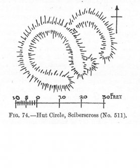 Publication drawing: plan of 'Hut Circle [G], Sciberscross'.