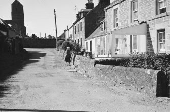 General view of buildings on Wardside, Muthill, looking towards the Old Parish Church.