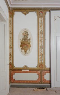 Black Barony Hotel. Interior.
First floor, salon, N room, detail of decorated panelling possibly by A. Roos.