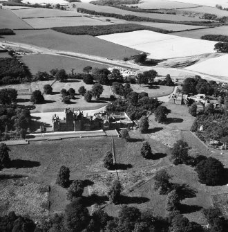 Oblique aerial view centred on Ayton Castle.