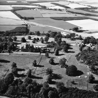 Oblique aerial view centred on Ayton Castle.