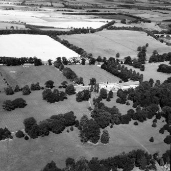 Oblique aerial view centred on stables from S.