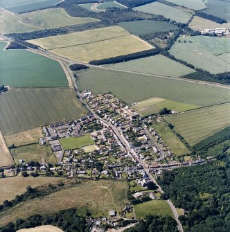 Oblique aerial view centred on Ayton village, taken from the SSE.