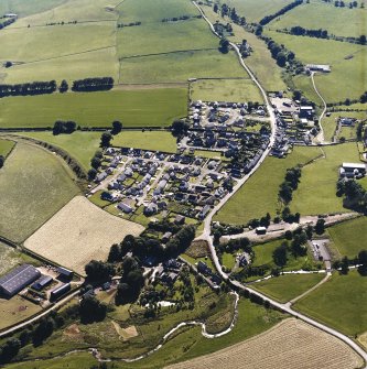 Oblique aerial view centred on the village of Oxton, taken from the ENE.
