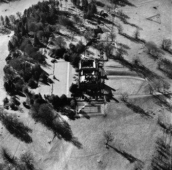 Oblique aerial view, taken from the NE.