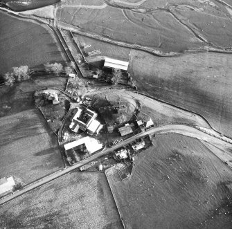 Oblique aerial view centred on tower from W.