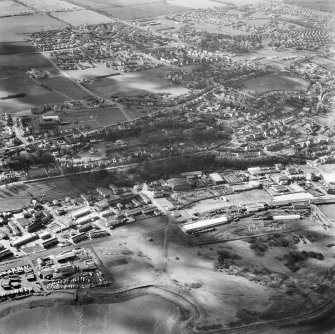 Aerial view including New Grange Foundry and Railway Station.
