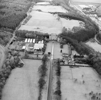 Aerial view of Kinneil House, Old Kinneil Kirk and the Antonine Wall (c. 9800 8052), taken from the NE.