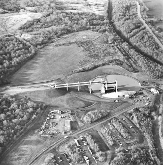 Oblique aerial view centred on the Falkirk Wheel, taken from the E.