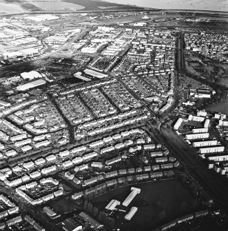 General oblique aerial view of the town and canal, taken from the S.