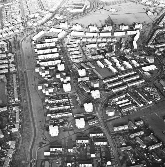 General oblique aerial view of the town and canal, taken from the S.