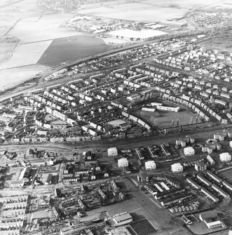 General oblique aerial view of the town and canal, taken from the E.