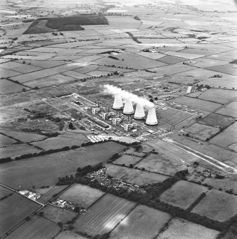 Oblique aerial view centred on power station from S.